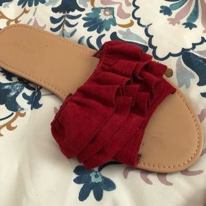Red ruffle flats